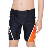 Boys Swim Shorts Sun Protective Swimming Trunks Black Grey Size 10-16