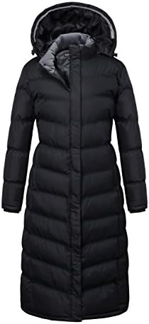 U2Wear Women's Plus-size Water Resistant Puffer Full Length Coat with Hood - 3X - Black