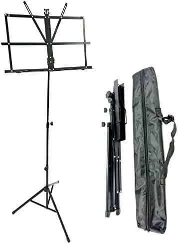 TriEcoWorld High Quality Music Stand Music Sheet Holder Folding Metal Stand with Carry Case Bag
