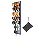 Dart Caddy, Wall Mount Wood Dart Holder/Stand, Displays 5 Sets of Steel/Soft Tip Darts, Solid Wooden Rack with Accessory Storage Bag, compatible with Sisal & Electronic Dartboard, Surrounds & Cabinets