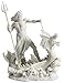 Poseidon Standing On Hippocampus with Trident Statue Sculpture White Finish