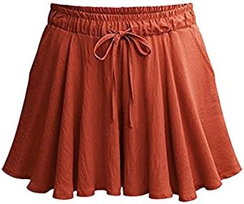FunkyAmy Women's Summer Elastic Waist Flare Hem Wide Leg Cotton Pleated Skorts