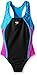 Speedo Girls Mesh Splice Thick Strap One Piece Swimsuit, Speedo Black, 10 US