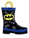DC Comics Kids Boys' Batman Character Printed Waterproof Easy-On Rubber Rain Boots (Toddler/Little Kids)