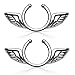 Pierced Owl Angel Wings Clip On Non-Pierce Fake Nipple Rings, Sold as a Pair (Silver Tone)