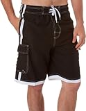Sakkas Mens Contrast Stripes Skate Surf Board Short / Swim Trunks
