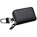 REEGE Car Key Chain Premium Leather Car Key Holder with Zipper for Key FOB(Black)