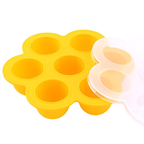 EH-LIFE Silicone Baby Food Freezer Tray with Clip-on Lid - Perfect Storage Container for Homemade Baby Food, Vegetable & Fruit Purees and Breast Milk - BPA Free & FDA Approved (Yellow)