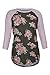 HOTAPEI Women Casual Floral Print 3 4 Sleeve Crew Neck Shirts Blouse Tops Rose Small