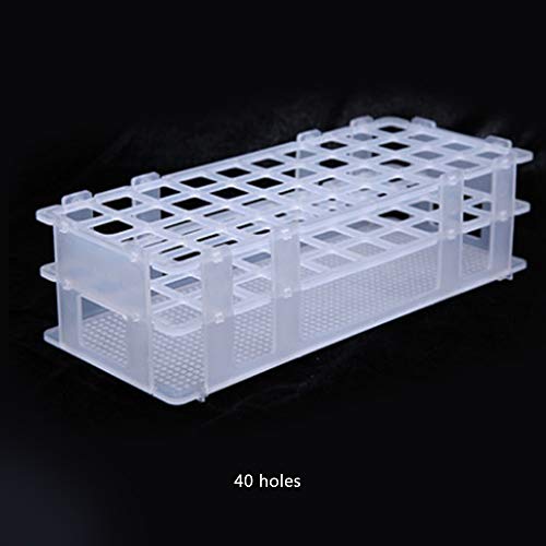40 Well Plastic Test Tube Rack for Diameter Less Than 20mm Tubes White Detachable (20mm)