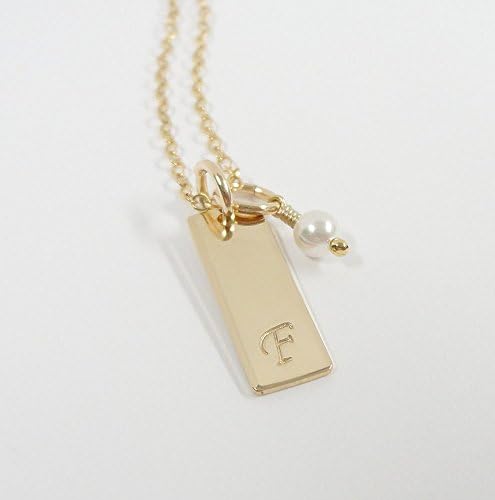 Personalized Bar Necklace with Birthstone - Initial Bar Necklace - Sterling silver and 14k Gold filled