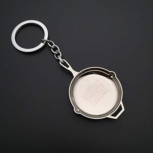 Days OFF PUBG Miniature Metal Frying Pan Keychain Key Ring (Silver)