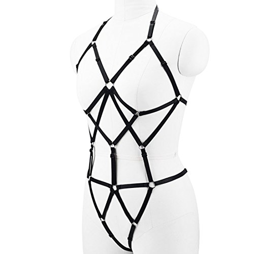 Slocyclub Women Strappy Full Cage Body Harness Lingerie Body cage Bra Bodysuit
