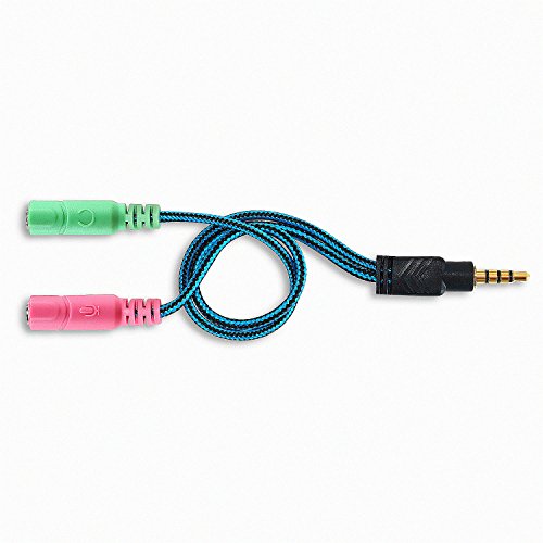 Headset Adapter Splitter for Headphone 3.5mm Jack Cable with Separate Audio / Microphone Plugs, Y Splitter Audio 2 Female to 1 Male for PS4, Xbox One, Laptop, Smartphone, Tablet, Speaker, Microphone