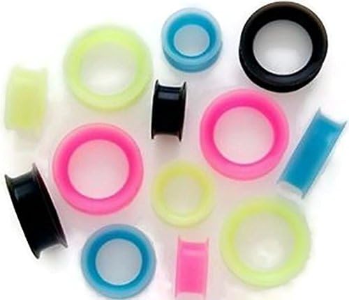 Ultra Thin Silicone Tunnels - Sold by Pair (Choose Size &amp; Color) (Yellow (2G / 6mm))