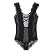 CHICTRY Men's Underwear One Piece Halter Lace Bodysuit Leotard Lingerie Pajamas (Medium, Polka Dots Black)