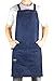 Hudson Durable Goods Professional Grade Chef Apron for Kitchen, BBQ, and Grill - Adjustable Crossback Denim Apron for Men and Women with Pockets, Towel Loop, Quick Release Buckle - 34 x 27 Inch, Blue