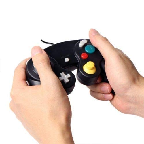 FidgetFidget Wired Shock Video Game Controller Pad for Nintendo Gamecube GC & Wii Black Gi PL Black