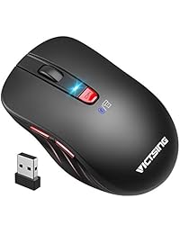 VicTsing Bluetooth Mouse [Upgraded], Dual Mode Wireless Mouse with 2.4G USB Receiver, 5 Adjustable DPI, Ergonomic Cordless Mouse, Portable Mobile Mouse for Laptop, PC, Windows, Android, Mac - Black