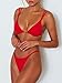 ForBeautyShe Women's Sexy Thong Bottom Two Piece Bikini Double Shoulder Straps Cute Swimsuit Triangle Bathing Suit