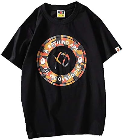 Fashion Summer Bape Pattern Print Cotton Casual T Shirt Cotton Shark Head Print Short Sleeve Shirt