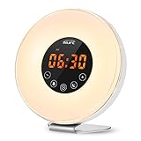 INLIFE Sunrise Alarm Clock Wake Up Light with 7 Changing Colors Night Light, 6 Nature Sounds, FM Radio, Touch Control, Snooze Function, Sunset Simulator and USB Charger