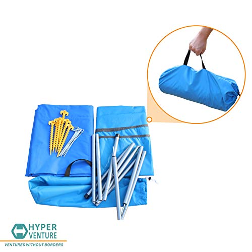HYPER VENTURE Beach Ground Sheet and UV-Proof Tarp for Camping Hiking Picnic Rain Sun Shelter(102L x 76W x 59H inch, Blue) - Thumbnail 6