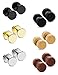 FIBO STEEL 6 Pairs Stud Earrings for Men Women Flat Back Ear Piercing Ear Plugs Tunnel Fake Gauge Earrings 18G