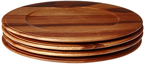 Enrico 1445T83S4 Acacia Wood Chargers, Set of 4