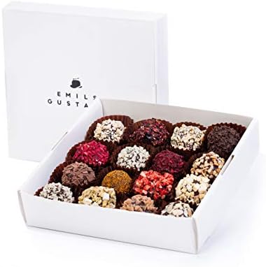 Emils Gustavs - Truffle Chocolate Gift Selection of 16 Pieces | Wild Berry Decoration | Packed in Luxury Box with Embossed Logo