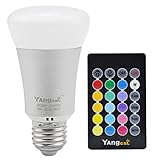 Yangcsl Dimmable Remote Controlled Color Changing A19 5W LED Light Bulb, RGB + Daylihgt White, 40W Incandescent Bulb Equivalent, 16 Color Choice, E26 Medium Screw Base