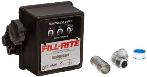 Fill-Rite 807CLMK 3/4" 19-76 LPM 3 Wheel Mechanical Meter, Aluminum, Fuel Transfer Liter Meter with Fittings to Mount on FR1200, FR600, SD600, SD1200, and FR700 Series Pumps