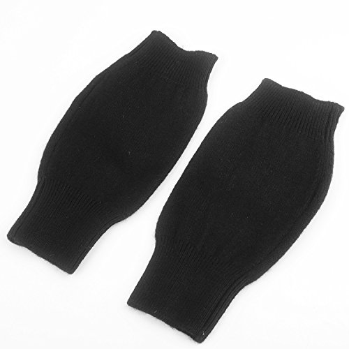 Flammi Women's Cashmere Knit Half Fingerless Gloves Mittens Warm Thumb Hole Gloves (Black)