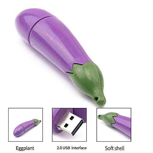 Choosebuy Eggplant Shape 8G/16G/32G/64G USB 2.0 U Disk, Cute Portable Flash Memory Stick Pen Storage USB Flash Drives for Office Supplies (32G) - Thumbnail 6