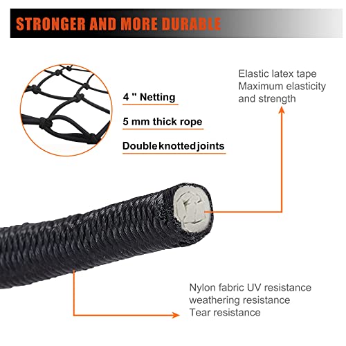 OYEL Super Duty Truck Cargo Net 3'x4' Premium Bungee Cord Net