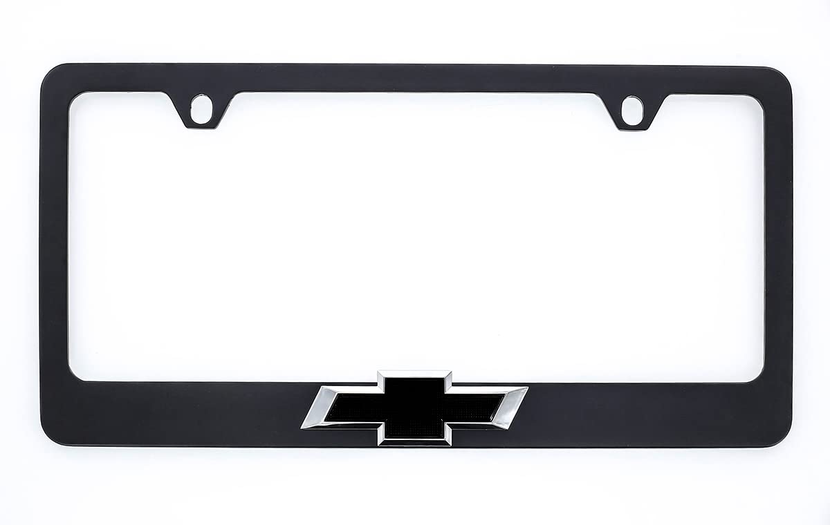 Photo 1 of Chevy Chevrolet Metal Black License Plate Frame Tag Holder with 3D Bowtie Emblem