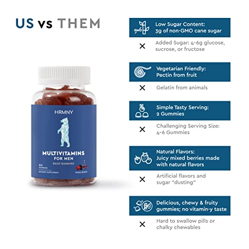 HRMNY Daily Gummy Multivitamins for Men (60 Vegetarian Gummies