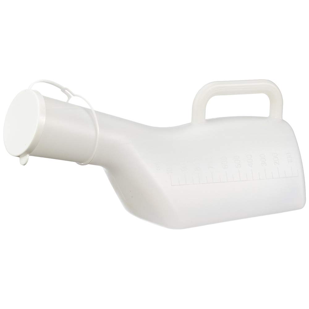 Male Urinal with Clip-On Lid - 1 L, Ideal for Use in Bed, Non-Slip Clip, Lid Reduces Liquid Spillage, Convenient & Easy-to-Use, Can Be Sterilised, Bathroom Safety Aid, Ideal for Bedridden Patients