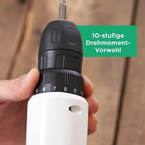 reviva 12V Akku-Bohrschrauber REVDD12ASTB (nachhaltiger Bohrschrauber aus 50% recyceltem Plastik1, 10+1 Drehmomentvorwahl, integrierter Akku, inkl. Ladegerät, 80-tlg. Zubehörset & Koffer)