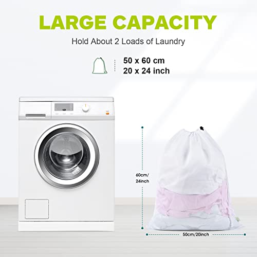 OTraki 2 Pieces Washing Machine Net 50 x 60 cm Large Laundry Bag with Couliss Laundry Bag Reusable Laundry Bag for Delicate Curtains Knitwear