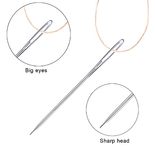 23 PCS Large Eye Sewing Needles, 2.05in Sewing Sharp Needles, Leather