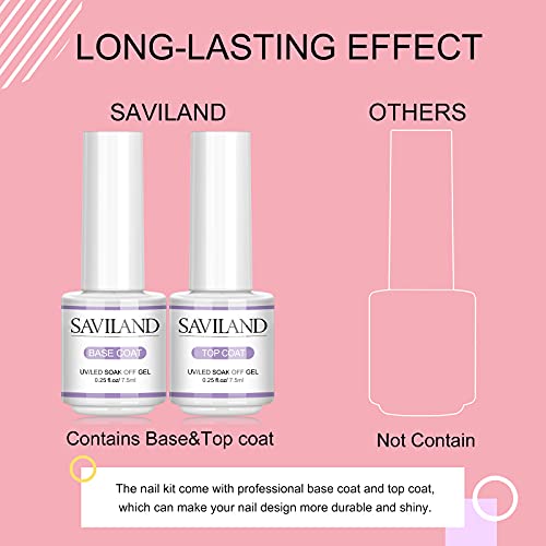 Saviland Building Gel for Gel Nails: 4 Basic Colours Builder Nail Gels Nail Set Clear White Nudes Pink Nail Strengths Gel with Nail Brush Pack of 100 Nail Shapes for Nails Art Supplies