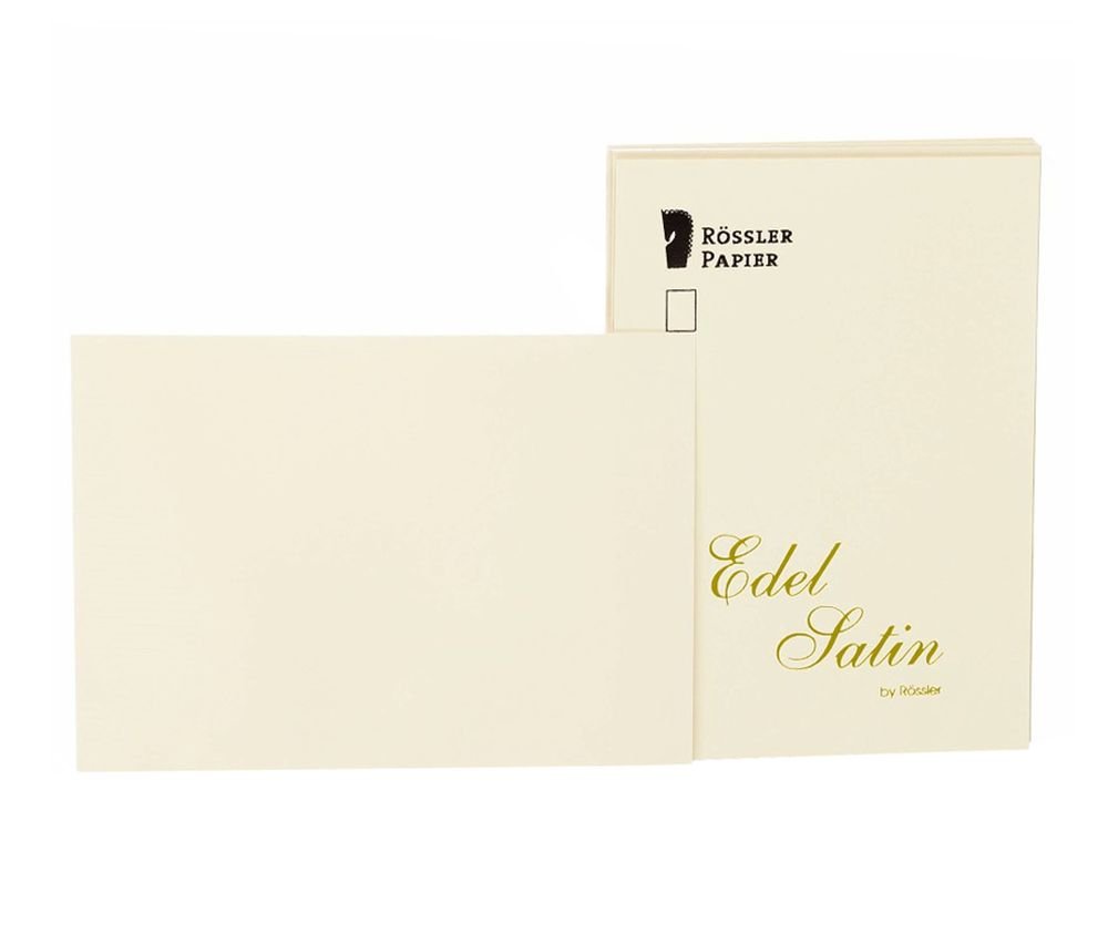 Rössler 2052838004 A6 Edel Satin Flat Smooth Card - Ivory (Pack of 20)