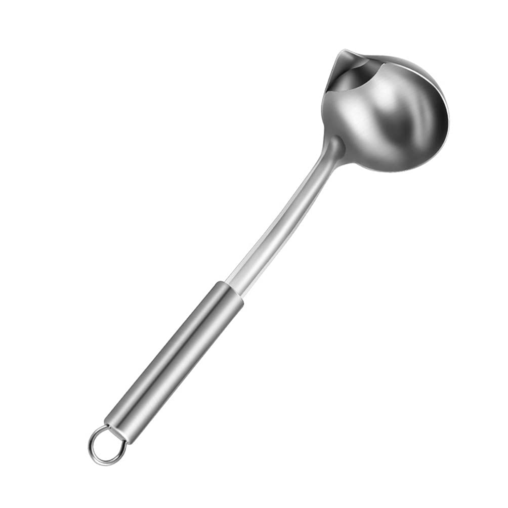 304 Stainless Steel Soup Ladle Scoop Oil Separator Spoon for Grease, Gravy, and Foam Cooking, Oil Filter Scoops and Skimmer Soup Colander Home Kitchen Restaurant Tools
