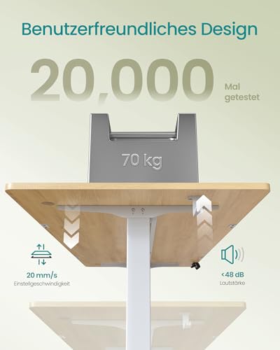 SONGMICS LSD132YA01 Height Adjustable Electric Desk 120 x 60 cm 4 Height Memory Function USB-C Port Gold Oak
