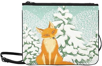 Sitting Red Fox In The Winter Forest Pattern Custom High-grade Nylon Slim Clutch Bag Cross-body Bag Shoulder Bag