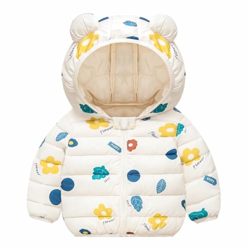 Flowers Patterns Jacket for Boys Bear Ears Hood Jackets for Unisex Boy Girl Lightweight Winter Coats for Holiday Chrismas(Flower-X,80) at Amazon