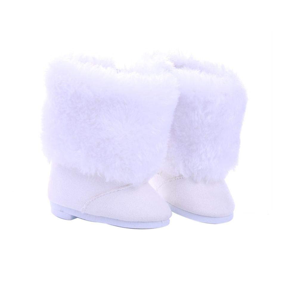 DUORUIMI Doll Boots White Shoes Winter Accessory for American Girl Doll 18 inch