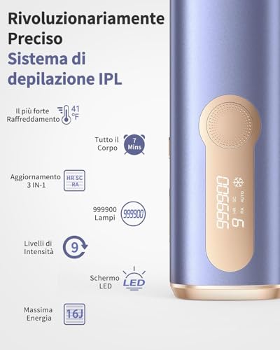Haarlosy Pulsed Light Epilator with Cooling Function – 3 in 1 IPL Laser Epilator for Women and Men, 9 Adjustable Energy Levels Suitable for Body, Face, Armpits, Sensitive Legs LCN1210