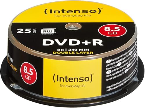 Intenso 4311144 DVD+R 8x Duel Layer 25 Pack Cakebox